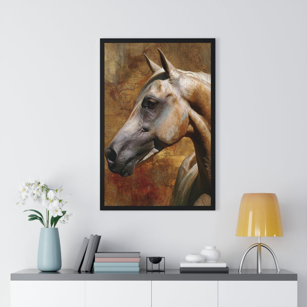 Majestic Horse Vertical Framed Poster | Equine Wall Art, Horse Lover Gift, Rustic Home Decor, Equestrian Art, Animal Print
