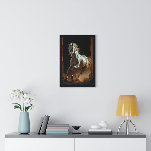 Majestic Horse Framed Poster Art, Equestrian Wall Decor, Farmhouse Style Home Decor, Gift for Horse Lovers, Equine Themed Artwork