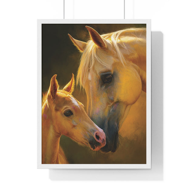 Heartfelt Horse Family Art, Vertical Framed Poster, Equine Decor, Horse Lover Gift, Animal Wall Art, Nursery Art, Equestrian Home