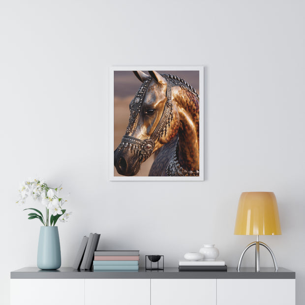 Horse Portrait Wall Art, Elegant Horse Framed Print, Equestrian Home Decor, Animal Lover Gift, Rustic Farmhouse Decor