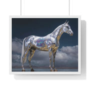 Sleek Metallic Horse Poster, Wall Art, Equine Decor, Animal Lover Gift, Modern Home Decoration, Unique Framed Art