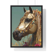 Golden Horse Framed Art Print, Elegant Home Decor, Gift for Animal Lovers, Equine Art, Wall Decoration