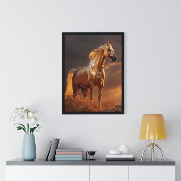 Majestic Horse Vertical Framed Poster | Equestrian Art | Home Decor | Art Print for Horse Lovers | Gift for Animal Enthusiasts