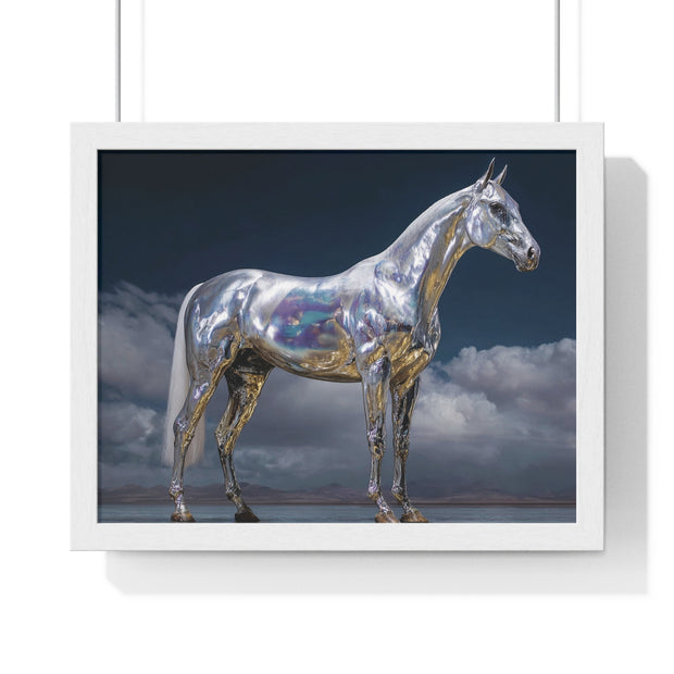 Sleek Metallic Horse Poster, Wall Art, Equine Decor, Animal Lover Gift, Modern Home Decoration, Unique Framed Art