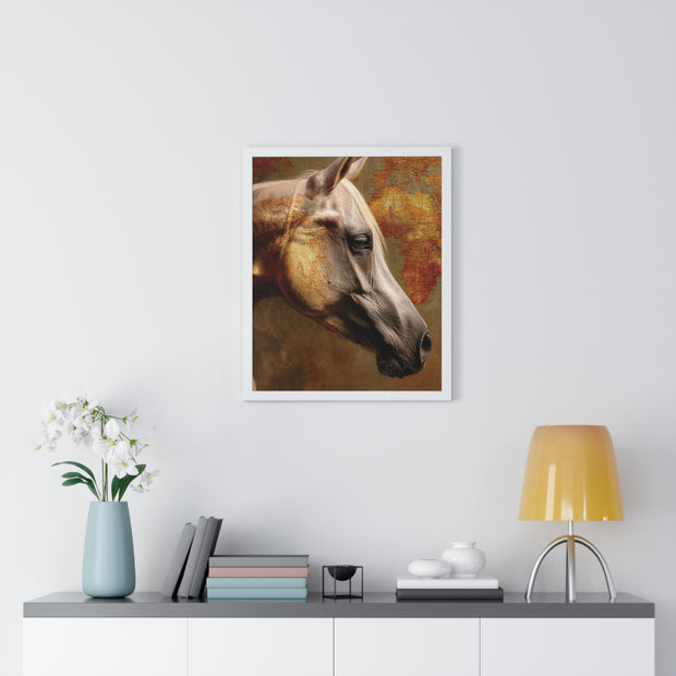 Elegant Horse Framed Poster, Horse Lover Art, Home Decor, Gift for Equestrians, Inspirational Wall Art, Rustic Farmhouse Style