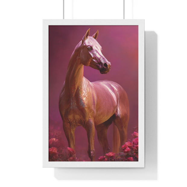Elegant Horse Art Framed Poster, Equine Decor, Horse Lover Gift, Wall Art for Home, Unique Gift for Her, Animal Artwork
