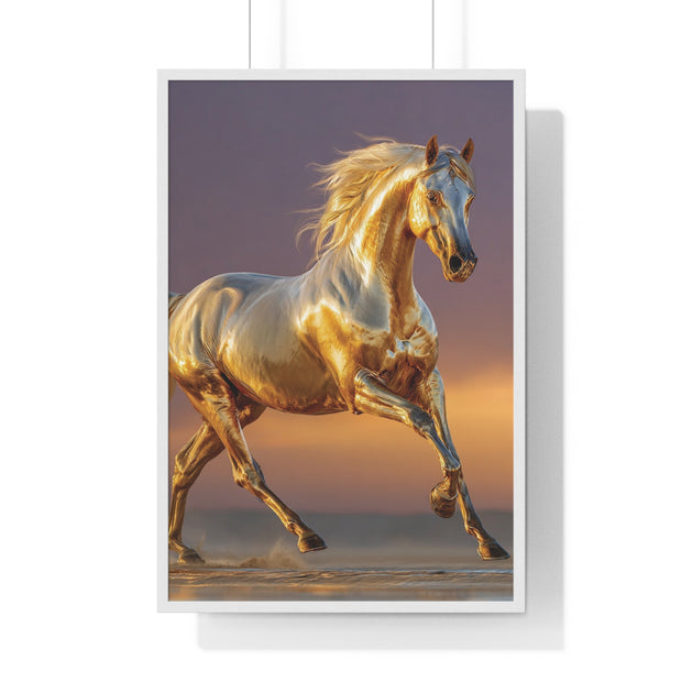 Golden Horse Framed Art Print, Equine Wall Decor, Horse Lover Gift, Equestrian Decor, Animal Home Art, Rustic Farmhouse Wall Art