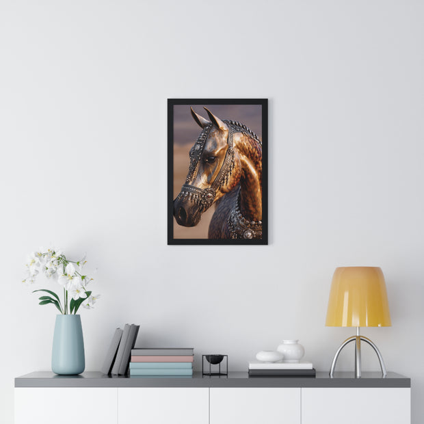 Horse Portrait Wall Art, Elegant Horse Framed Print, Equestrian Home Decor, Animal Lover Gift, Rustic Farmhouse Decor