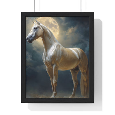 Majestic Horse Vertical Framed Poster | Equestrian Art Decor | Perfect Gift for Horse Lovers | Moonlit Wall Art | Home Office Decoration