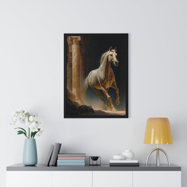 Elegant Horse Wall Art, Vertical Framed Poster, Equine Home Decor, Animal Art Print, Rustic Living Room Decoration