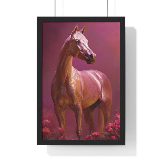 Elegant Horse Art Framed Poster, Equine Decor, Horse Lover Gift, Wall Art for Home, Unique Gift for Her, Animal Artwork
