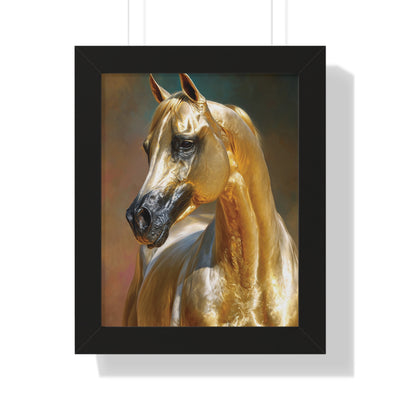 Golden Horse Framed Vertical Poster, Equestrian Decor, Horse Lover Gift, Farmhouse Wall Art, Animal Prints