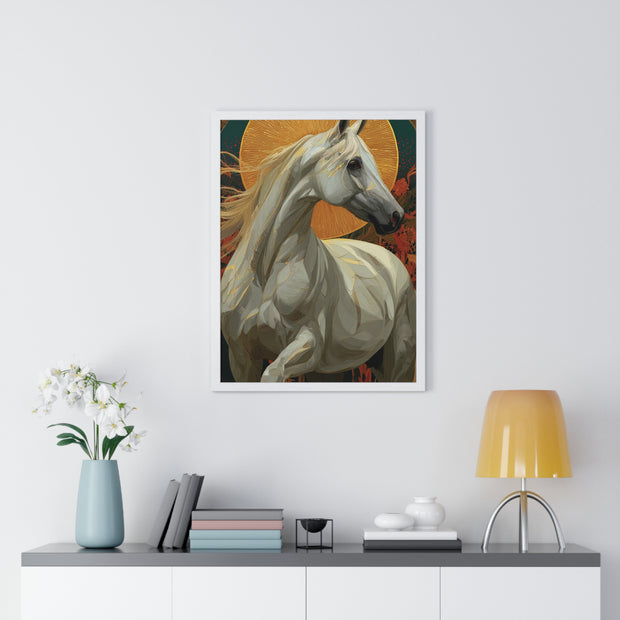 Majestic Horse Vertical Framed Poster, Equine Art, Animal Lover Decor, Gift for Horse Lovers, Home Wall Art, Rustic Farmhouse Style