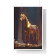Elegant Gold Horse Vertical Framed Poster, Home Decor, Fine Art Print, Wall Art, Modern Decor, Gift for Horse Lovers