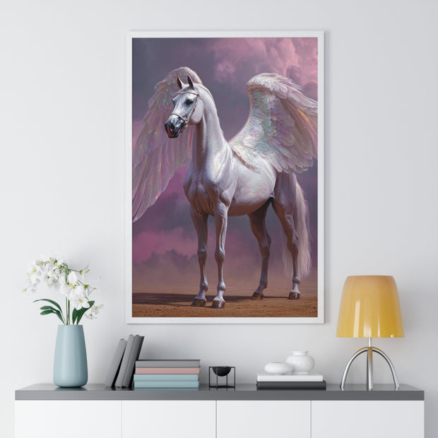 Majestic Winged Horse Wall Art, Fantasy Home Decor, Gift for Animal Lovers, Dreamy Artwork, Enchanted Living Room Accent