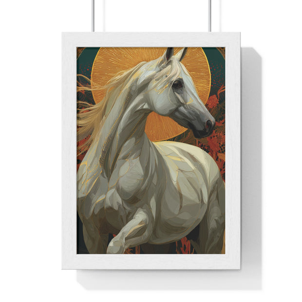 Majestic Horse Vertical Framed Poster, Equine Art, Animal Lover Decor, Gift for Horse Lovers, Home Wall Art, Rustic Farmhouse Style