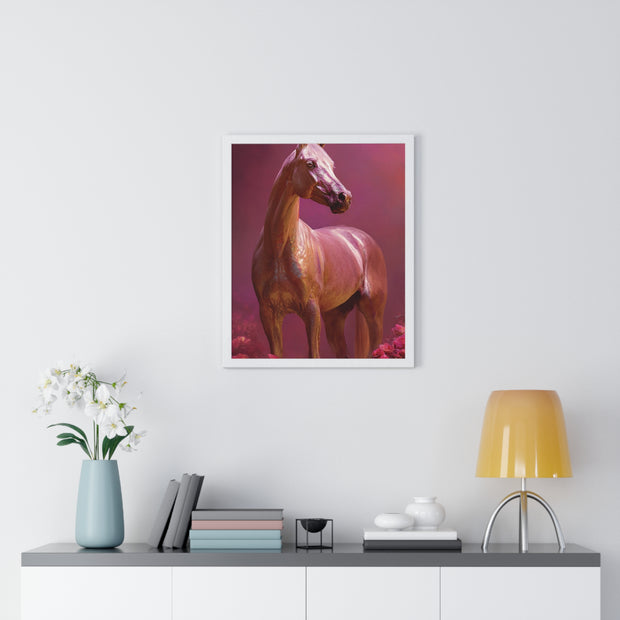 Elegant Horse Art Framed Poster, Equine Decor, Horse Lover Gift, Wall Art for Home, Unique Gift for Her, Animal Artwork