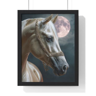Elegant Horse Wall Art Print, Framed Decor for Horse Lovers, Moonlit Equine Art, Home Decor, Gift for Equestrian Enthusiasts