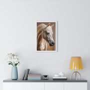 Majestic White Horse Art Print | Vertical Framed Poster for Home Decor, Horse Lover Gift, Equestrian Wall Art, Animal Themed Room