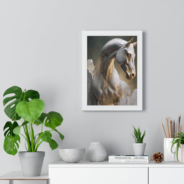 Elegant Horse Sculpture Wall Art, Horse Decor, Modern Framed Poster, Home Decor, Gift for Animal Lovers, Art for Living Room