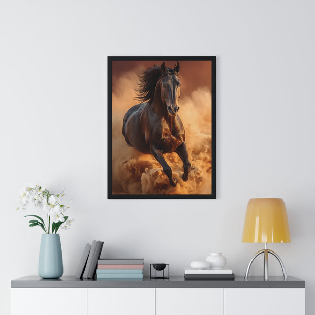 Galloping Wild Horse Framed Poster, Equine Wall Art, Nature Decor, Horse Lover Gift, Rustic Home Decor, Farmhouse Artwork