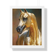 Golden Horse Framed Vertical Poster, Equestrian Decor, Horse Lover Gift, Farmhouse Wall Art, Animal Prints