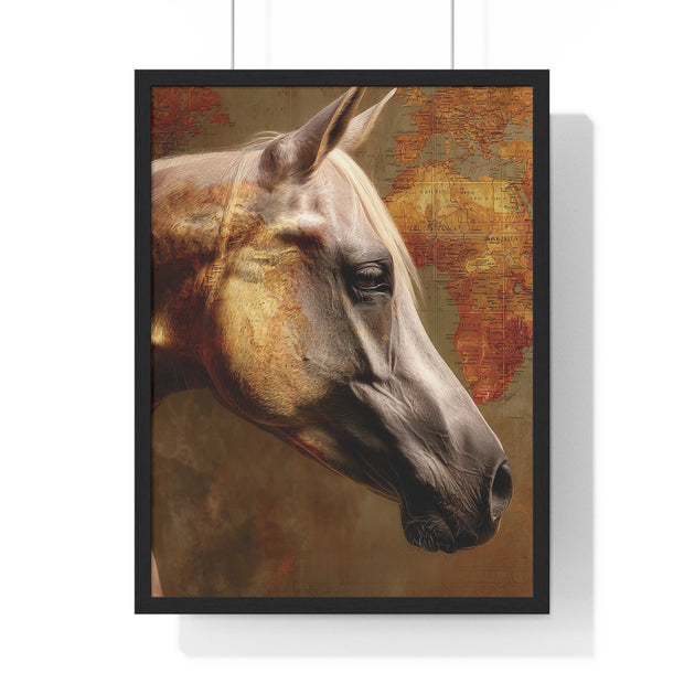 Elegant Horse Framed Poster, Horse Lover Art, Home Decor, Gift for Equestrians, Inspirational Wall Art, Rustic Farmhouse Style