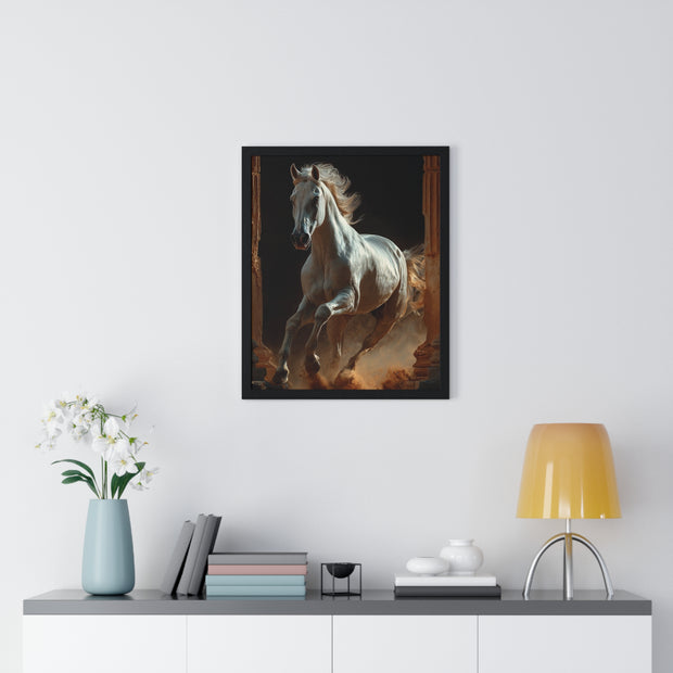 Majestic Horse Framed Poster Art, Equestrian Wall Decor, Farmhouse Style Home Decor, Gift for Horse Lovers, Equine Themed Artwork