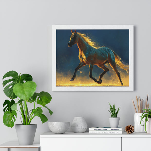 Majestic Horse Framed Poster, Equine Art Print, Wall Decor, Gift for Horse Lovers, Vibrant Home Accent, Horse Photography