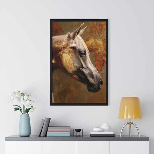 Elegant Horse Framed Poster, Horse Lover Art, Home Decor, Gift for Equestrians, Inspirational Wall Art, Rustic Farmhouse Style