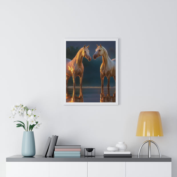 Elegant Horse Framed Poster, Horse Lover Art, Nature Wall Decor, Equine Photography, Gift for Home, Equestrian Decor