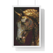Elegant Horse Framed Art Print | Gold Abstract Horse Wall Decor, Horse Lover Gift, Rustic Home Decor, Equine Print
