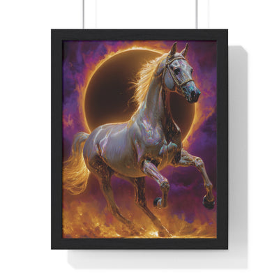 Majestic Horse Vertical Framed Poster, Horse Art Print, Equestrian Wall Decor, Gift for Horse Lovers, Fantasy Artwork