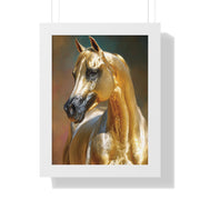 Golden Horse Framed Vertical Poster, Equestrian Decor, Horse Lover Gift, Farmhouse Wall Art, Animal Prints
