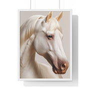 Elegant White Horse Art, Vertical Framed Poster, Horse Decor, Animal Lover Gift, Wall Art, Home Gallery Display