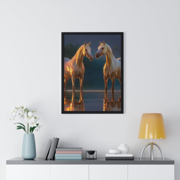 Elegant Horse Framed Poster, Horse Lover Art, Nature Wall Decor, Equine Photography, Gift for Home, Equestrian Decor