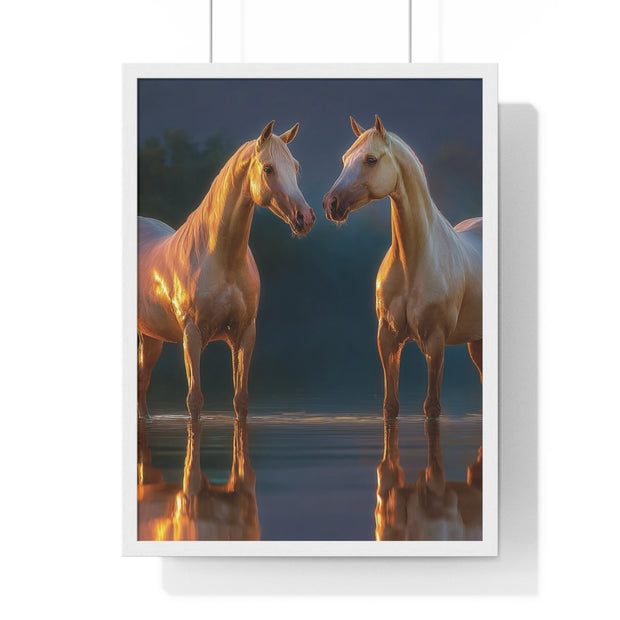 Elegant Horse Framed Poster, Horse Lover Art, Nature Wall Decor, Equine Photography, Gift for Home, Equestrian Decor