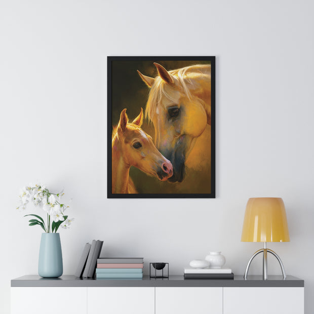 Heartfelt Horse Family Art, Vertical Framed Poster, Equine Decor, Horse Lover Gift, Animal Wall Art, Nursery Art, Equestrian Home