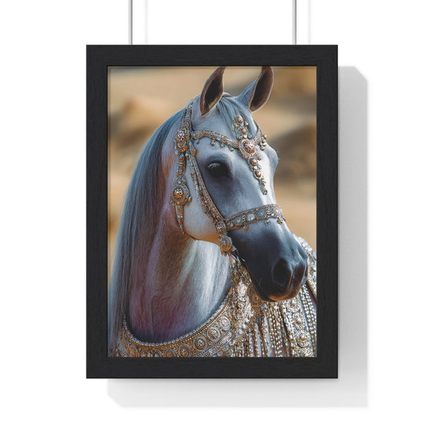 Elegant Horse Framed Art Print, Equine Wall Decor, Horse Lover Gift, Bohemian Home Decor, Nature-Inspired Wall Art