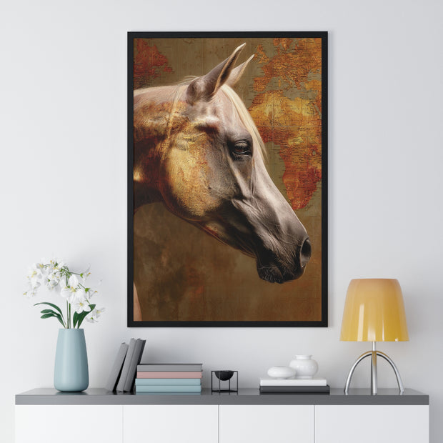 Elegant Horse Framed Poster, Horse Lover Art, Home Decor, Gift for Equestrians, Inspirational Wall Art, Rustic Farmhouse Style