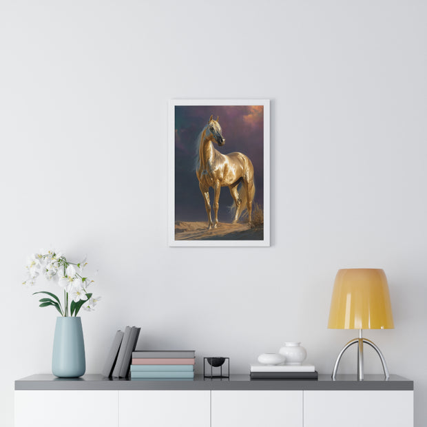 Elegant Horse Vertical Framed Poster, Equine Art, Horse Lover Gift, Home Decor, Equestrian Wall Art, Nature Inspired Décor