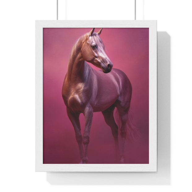 Elegant Horse Vertical Framed Poster, Farmhouse Decor, Animal Art Print, Gift for Horse Lovers, Equine Wall Art