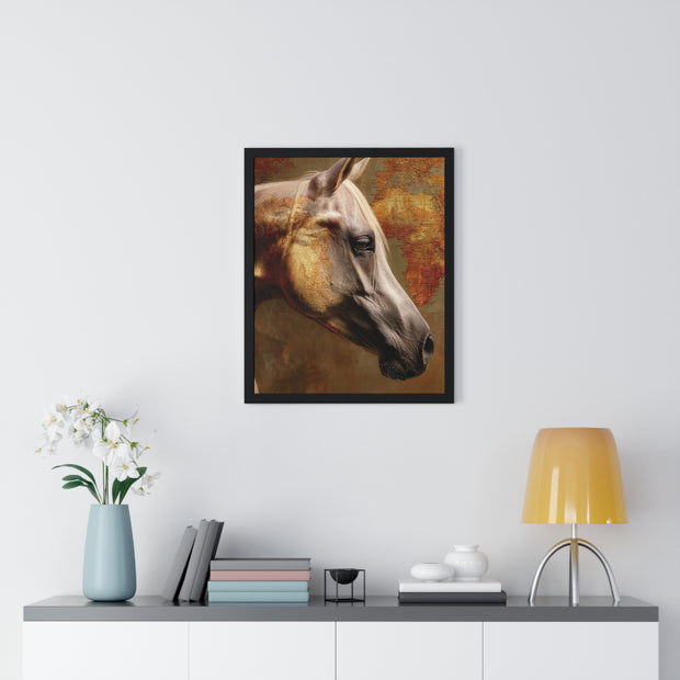 Elegant Horse Framed Poster, Horse Lover Art, Home Decor, Gift for Equestrians, Inspirational Wall Art, Rustic Farmhouse Style