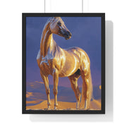 Golden Horse Framed Art Print, Equine Wall Decor, Animal Lover Gift, Nature Artwork, Equestrian Home Decor