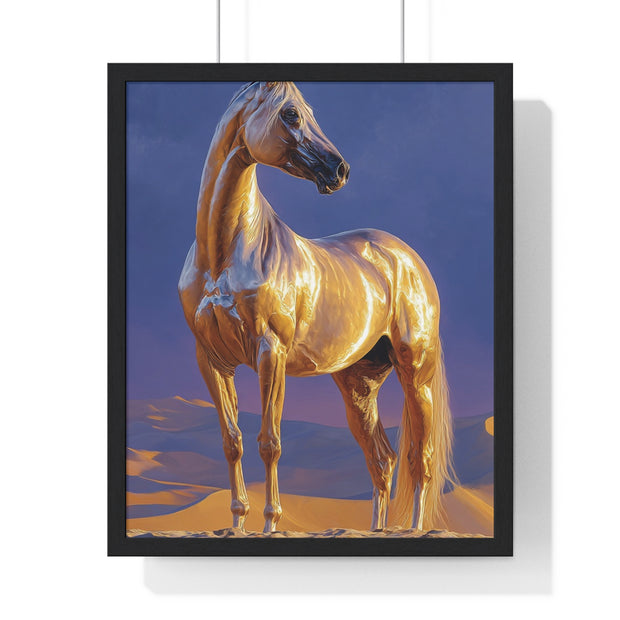 Golden Horse Framed Art Print, Equine Wall Decor, Animal Lover Gift, Nature Artwork, Equestrian Home Decor