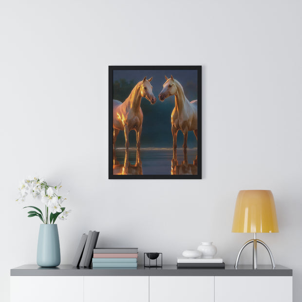 Elegant Horse Framed Poster, Horse Lover Art, Nature Wall Decor, Equine Photography, Gift for Home, Equestrian Decor