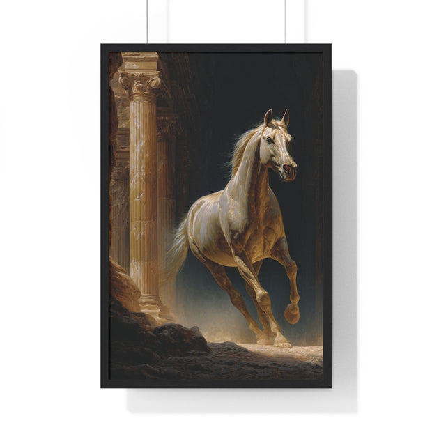 Elegant Horse Wall Art, Vertical Framed Poster, Equine Home Decor, Animal Art Print, Rustic Living Room Decoration