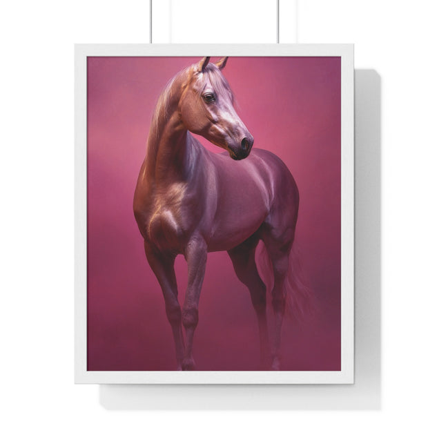 Elegant Horse Vertical Framed Poster, Farmhouse Decor, Animal Art Print, Gift for Horse Lovers, Equine Wall Art