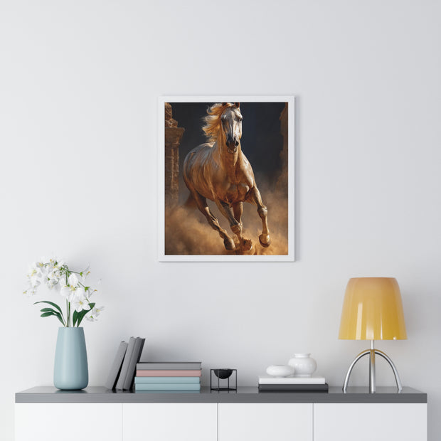 Stunning Horse Vertical Framed Poster, Home Décor, Equestrian Art, Gift for Horse Lovers, Inspirational Wall Art, Rustic Interior