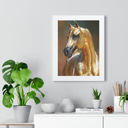 Golden Horse Framed Vertical Poster, Equestrian Decor, Horse Lover Gift, Farmhouse Wall Art, Animal Prints